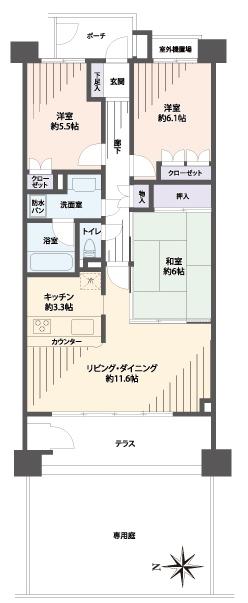 Floor plan. 3LDK, Price 21.9 million yen, Occupied area 72.22 sq m , Balcony area 10.28 sq m