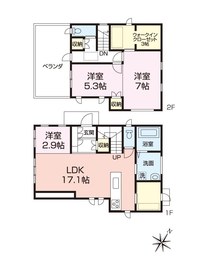 Floor plan. 25,800,000 yen, 2LDK + S (storeroom), Land area 116.3 sq m , Building area 90.77 sq m