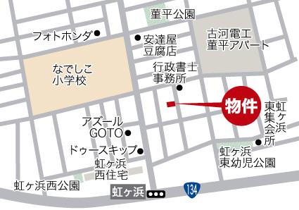 Local guide map. It is located in a quiet residential area.