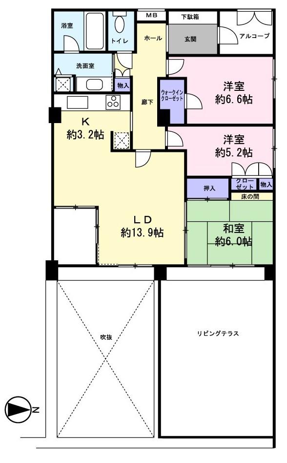 Floor plan. 3LDK, Price 16.5 million yen, Occupied area 84.28 sq m