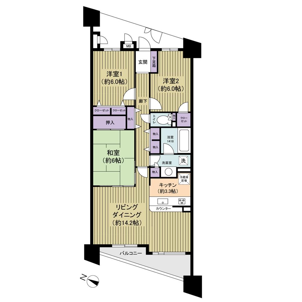 Floor plan. 3LDK, Price 24,900,000 yen, Footprint 80.7 sq m , Balcony area 7.78 sq m 80 sq m , Storage rich affluent 3LDK