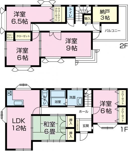 Floor plan. 32,800,000 yen, 5LDK+S, Land area 128.53 sq m , And renovated the building area 121.45 sq m two-family houses in all-electric house of 5SLDK (floor plan is the floor plan after renovation)