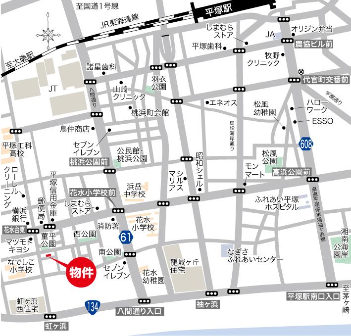 Local guide map. It is also within walking distance to JR "Hiratsuka Station"! !