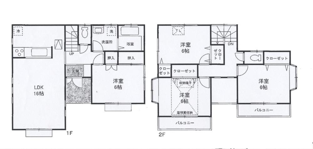 Floor plan. 29,800,000 yen, 4LDK, Land area 184.27 sq m , Building area 96.05 sq m
