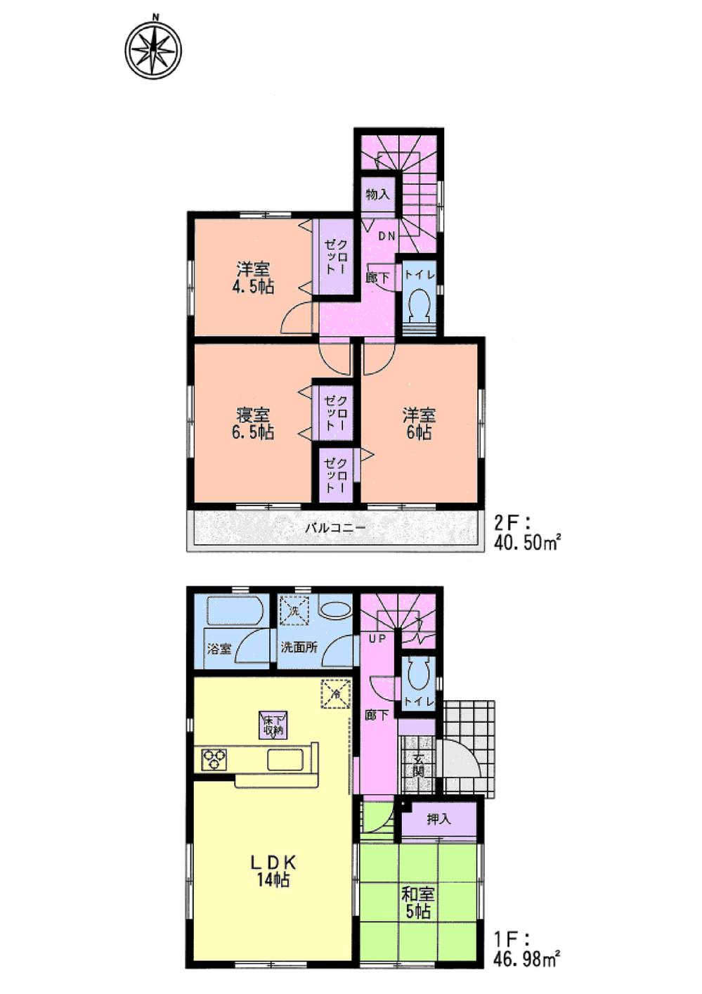Floor plan. (Kataoka ninth 4 Building), Price 19,800,000 yen, 4LDK, Land area 103.72 sq m , Building area 87.48 sq m