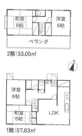Floor plan. 15.3 million yen, 4LDK, Land area 145.39 sq m , Building area 90.88 sq m site is relaxed about 44 square meters, South balcony are spacious 16.56 sq m! 