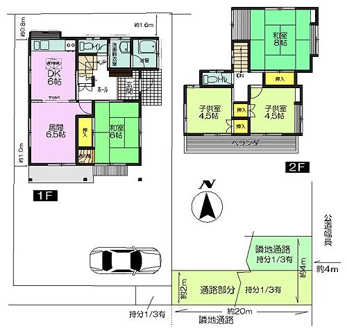Floor plan. 11.5 million yen, 4LDK, Land area 132.3 sq m , Building area 86.94 sq m