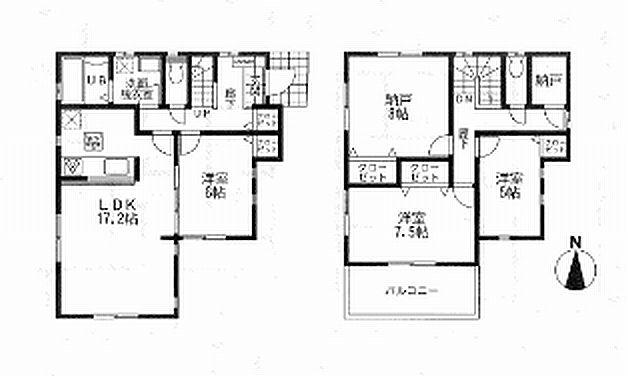 Floor plan. 31,800,000 yen, 3LDK + 2S (storeroom), Land area 104.59 sq m , It is a building area of ​​108.05 sq m storage abundant good floor plan and easy to use! 