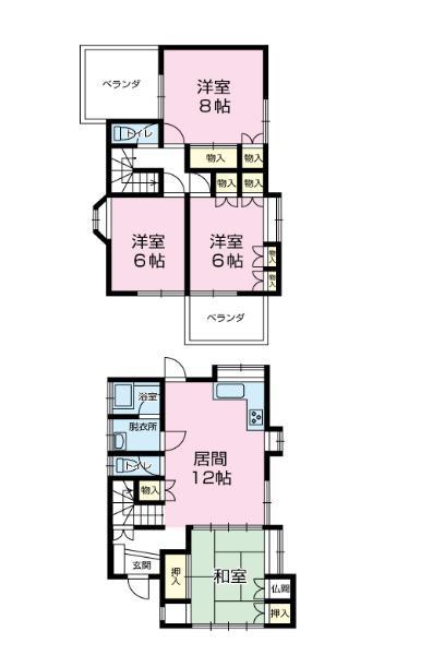 Floor plan. 18,800,000 yen, 4LDK, Land area 111.06 sq m , Is a floor plan of the building area 94.51 sq m 4LDK. All rooms Cross Chokawa, Flooring Juhari, lighting equipment ・ Fire alarm ・ Place the curtain rail. 