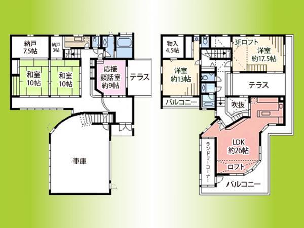 Floor plan. 59,800,000 yen, 5LDK, Land area 458.65 sq m , Building area 354.74 sq m