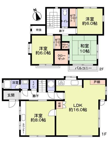 Floor plan. 29,800,000 yen, 4LDK, Land area 134.86 sq m , Building area 109.36 sq m