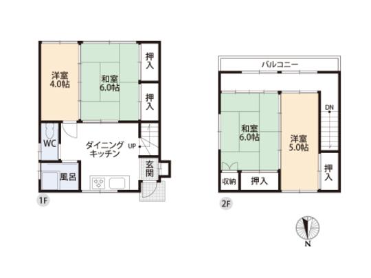 Floor plan. 9.8 million yen, 4DK, Land area 55.08 sq m , Building area 66.51 sq m floor plan