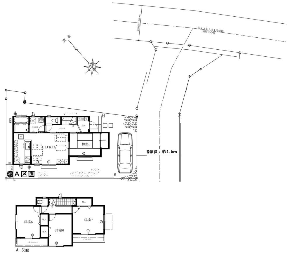 Compartment view + building plan example. Building plan example (A section) 4LDK, Land price 12.9 million yen, Land area 121.09 sq m , Building price 9.9 million yen, Building area 93.57 sq m