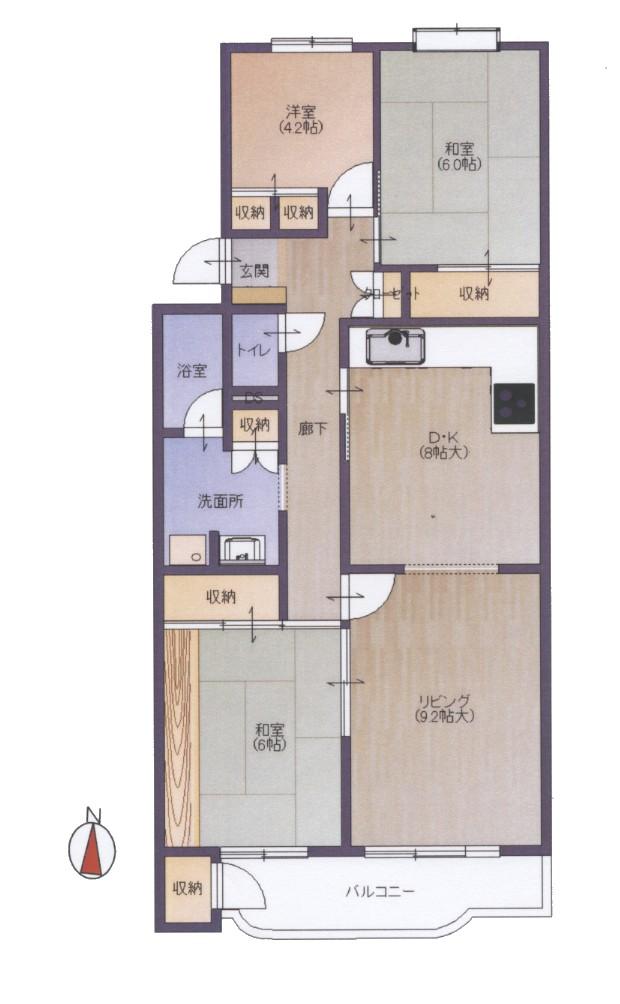 Floor plan. 3LDK, Price 12.8 million yen, Occupied area 81.31 sq m , Balcony area 8.19 sq m