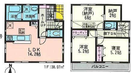 Floor plan. (1 Building), Price 23.8 million yen, 2LDK+2S, Land area 100.42 sq m , Building area 76.14 sq m