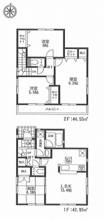 Floor plan. 17.8 million yen, 4LDK, Land area 103.71 sq m , Building area 87.48 sq m
