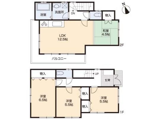 Floor plan. 18.5 million yen, 4LDK, Land area 84.29 sq m , Building area 86.94 sq m floor plan