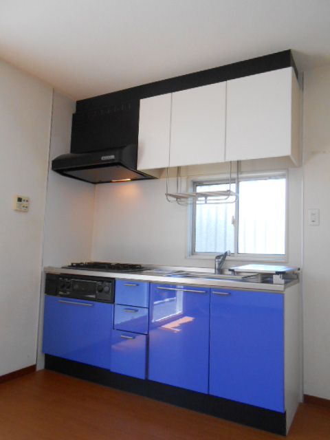 Kitchen. It is fashionable blue kitchen