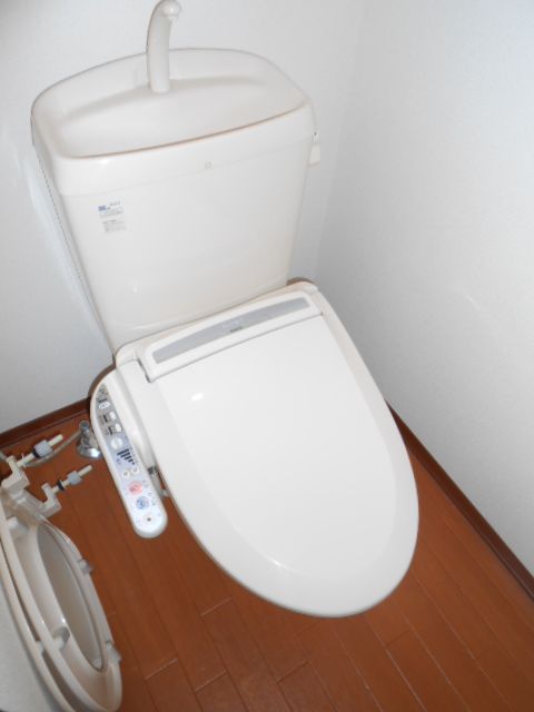 Toilet. With warm water washing toilet seat! 
