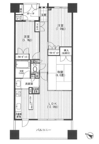 Floor plan. 3LDK, Price 24,800,000 yen, Occupied area 70.04 sq m , Balcony area 12.3 sq m