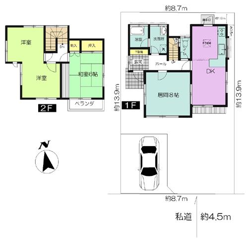 Floor plan. 17.4 million yen, 3DK, Land area 121.02 sq m , Building area 82.24 sq m