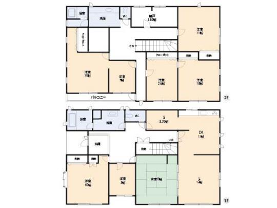 Floor plan. 48 million yen, 7LDK, Land area 325.72 sq m , Building area 257.53 sq m floor plan