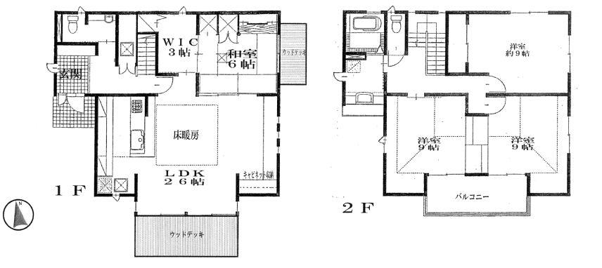 Floor plan. 38,500,000 yen, 4LDK, Land area 263.47 sq m , Custom home building area 148.22 sq m Misawa Homes, Facing south, Walk-in closet there, It is floor heating on the first floor LDK. 