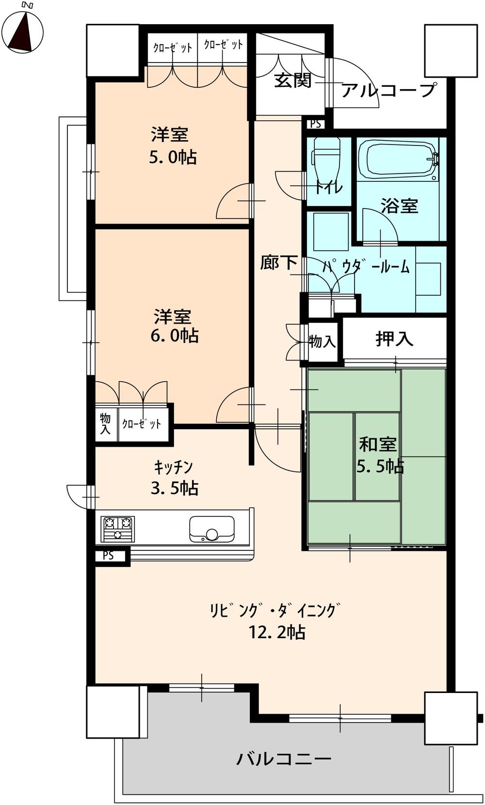 Floor plan. 3LDK, Price 25 million yen, Occupied area 75.16 sq m , Balcony area 10.04 sq m