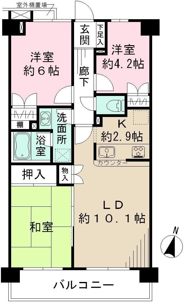 Floor plan. 3LDK, Price 24 million yen, Occupied area 64.56 sq m , Balcony area 8.4 sq m