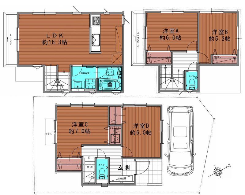Floor plan. 30,026,000 yen, 4LDK, Land area 79.06 sq m , Building area 99.36 sq m floor plan is the clear 4LDK