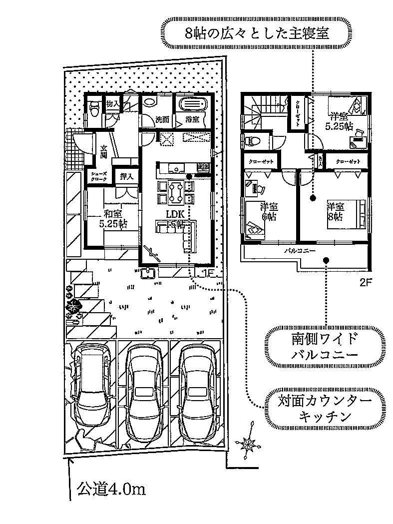 Floor plan. (Building 2), Price 37,900,000 yen, 4LDK, Land area 159.12 sq m , Building area 98.12 sq m