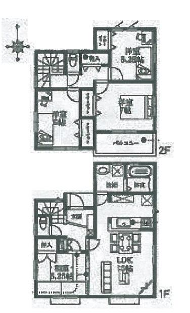 Floor plan. (Building 2), Price 27.3 million yen, 4LDK, Land area 130.41 sq m , Building area 95.22 sq m