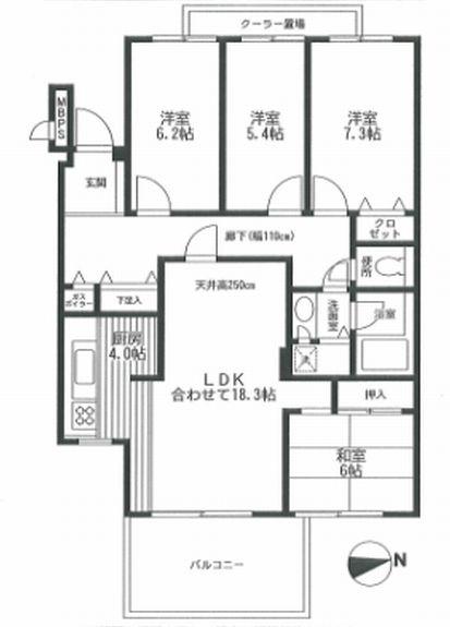 Floor plan. 4LDK, Price 19,800,000 yen, Occupied area 99.91 sq m , Balcony area 10.96 sq m footprint (center line of wall) width of the room, Heisei 25 August interior renovation completed