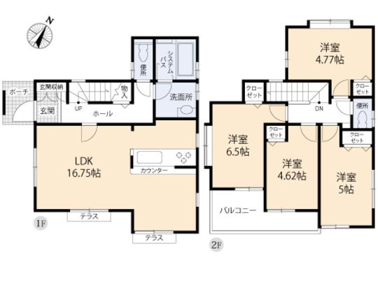 Floor plan. 24,800,000 yen, 4LDK, Land area 88.84 sq m , Building area 88.83 sq m floor plan
