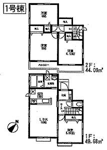 Floor plan. (1 Building), Price 21,800,000 yen, 4LDK, Land area 125.76 sq m , Building area 93.77 sq m