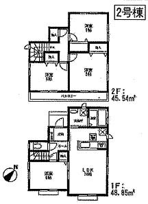 Floor plan. (Building 2), Price 21,800,000 yen, 4LDK, Land area 125.76 sq m , Building area 94.39 sq m