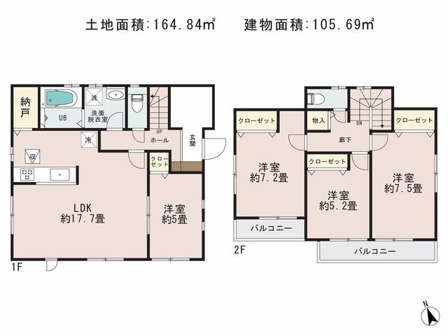Floor plan. 28.8 million yen, 4LDK, Land area 164.84 sq m , Priority to the present situation is if it is different from the building area 105.69 sq m drawings