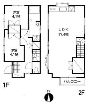 Floor plan. 10.9 million yen, 2LDK, Land area 51.98 sq m , Building area 64.38 sq m