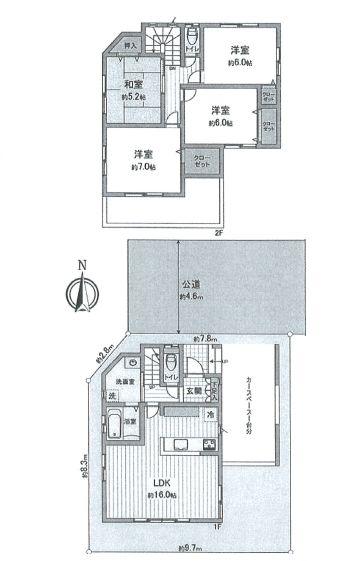 Floor plan. 21.9 million yen, 4LDK, Land area 99.97 sq m , Building area 110.13 sq m south-facing spacious balcony!