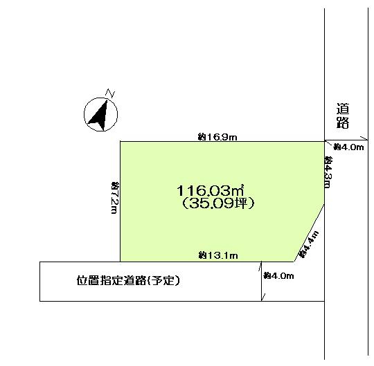 Compartment figure. Land price 19,800,000 yen, Land area 116.03 sq m
