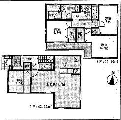 Floor plan. (1 Building), Price 20.5 million yen, 4LDK, Land area 104.92 sq m , Building area 87.47 sq m
