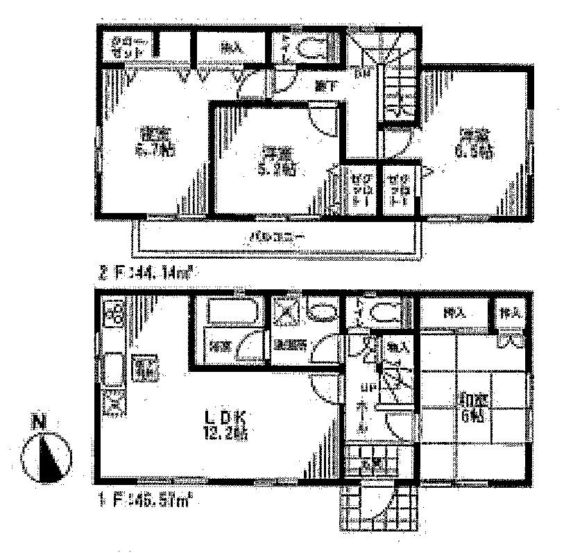 Floor plan. (Building 2), Price 22,800,000 yen, 4LDK, Land area 122.33 sq m , Building area 90.71 sq m