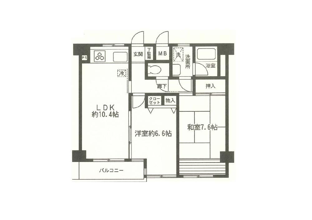Floor plan. 2LDK, Price 9.3 million yen, Occupied area 57.35 sq m