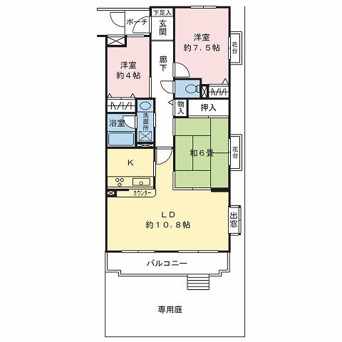 Floor plan. 3LDK, Price 9.8 million yen, Occupied area 66.74 sq m , Balcony area 6.12 sq m floor plan