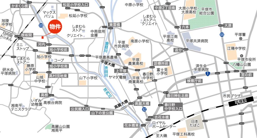 Local guide map. It will be in an area where commercial facilities are many dotted. It is safe in a 5-minute walk in the elementary school is also about 340m,