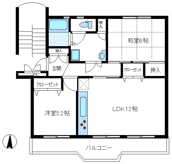 Floor plan. 2LDK, Price 8.3 million yen, Occupied area 56.81 sq m , Balcony area 8.81 sq m