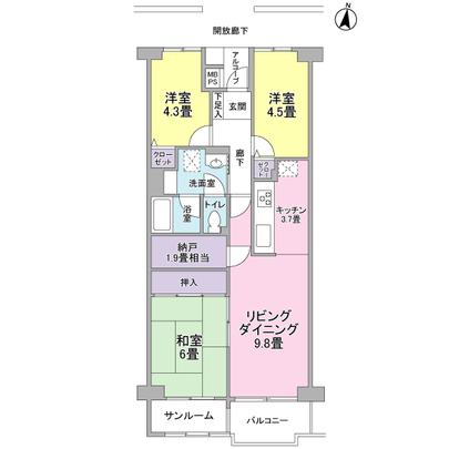 Floor plan. 3LD ・ K + closet is there, You can conveniently available.