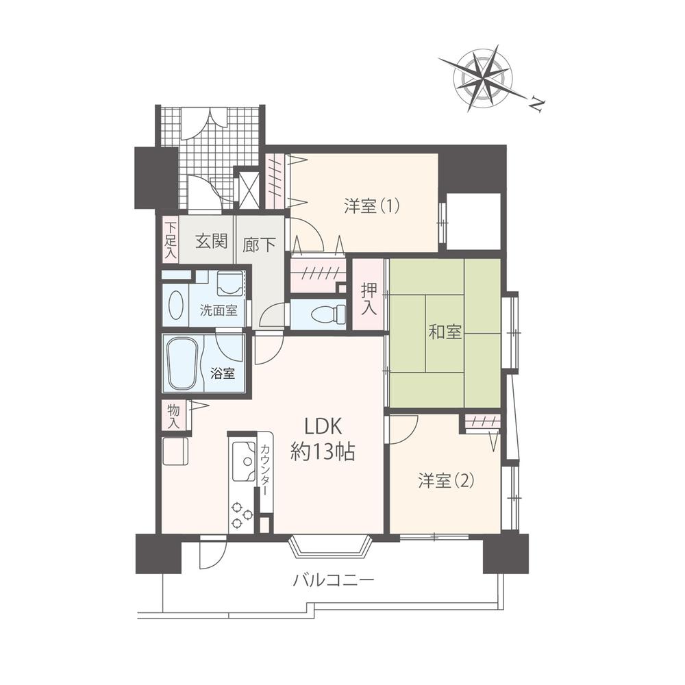 Floor plan. 3LDK, Price 18,700,000 yen, Occupied area 69.98 sq m , Balcony area 12.94 sq m