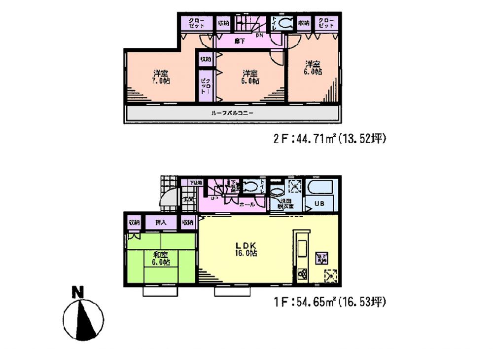 Floor plan. (Takamori Phase 3 2 Building), Price 32,800,000 yen, 4LDK, Land area 154.15 sq m , Building area 99.36 sq m