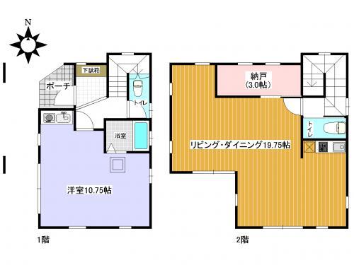 Floor plan. 16.8 million yen, 1LDK+S, Land area 120.58 sq m , Building area 73.69 sq m